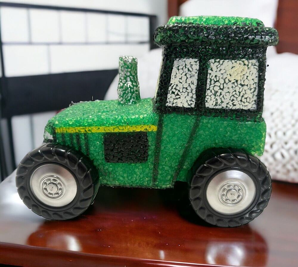 VTG Green Popcorn Plastic Farm Tractor Truck Ala John Deer Kid Night Light Lamp